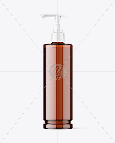 Amber Plastic Bottle w/ Pump Mockup