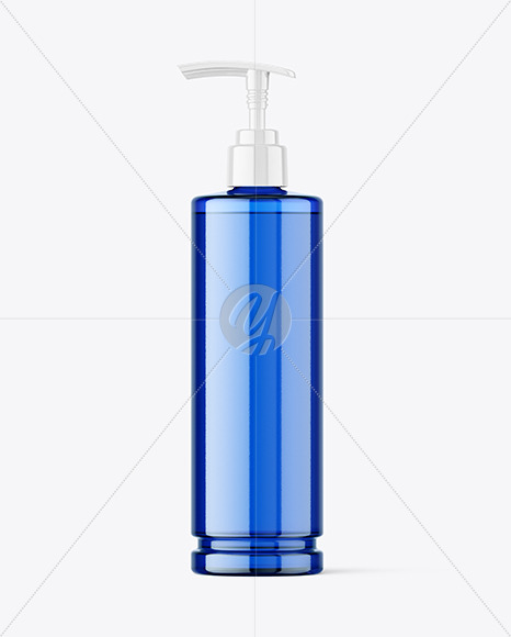 Blue Plastic Bottle w/ Pump Mockup
