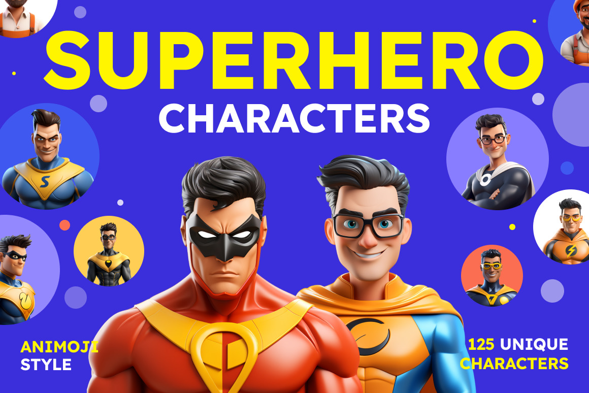 125 Animoji Style Avatars - Superhero 125 Animoji Style Avatars - Superhero