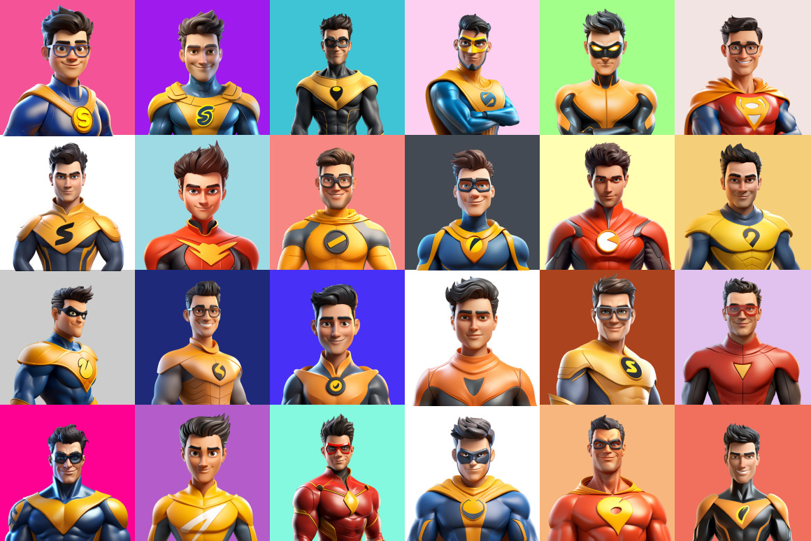 125 Animoji Style Avatars - Superhero