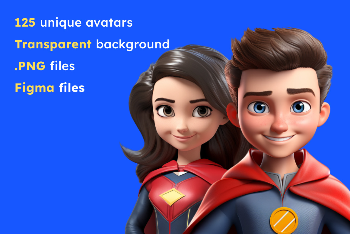 125 Animoji Style Avatars - Children Superhero