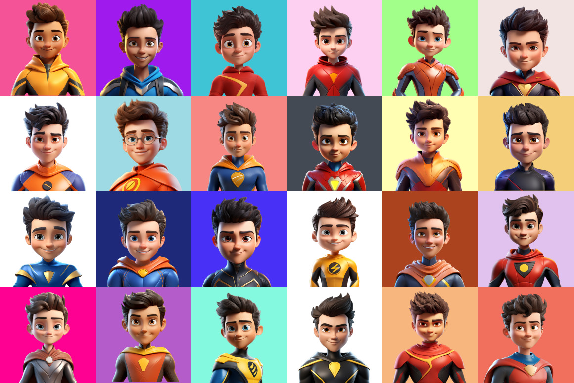 125 Animoji Style Avatars - Children Superhero