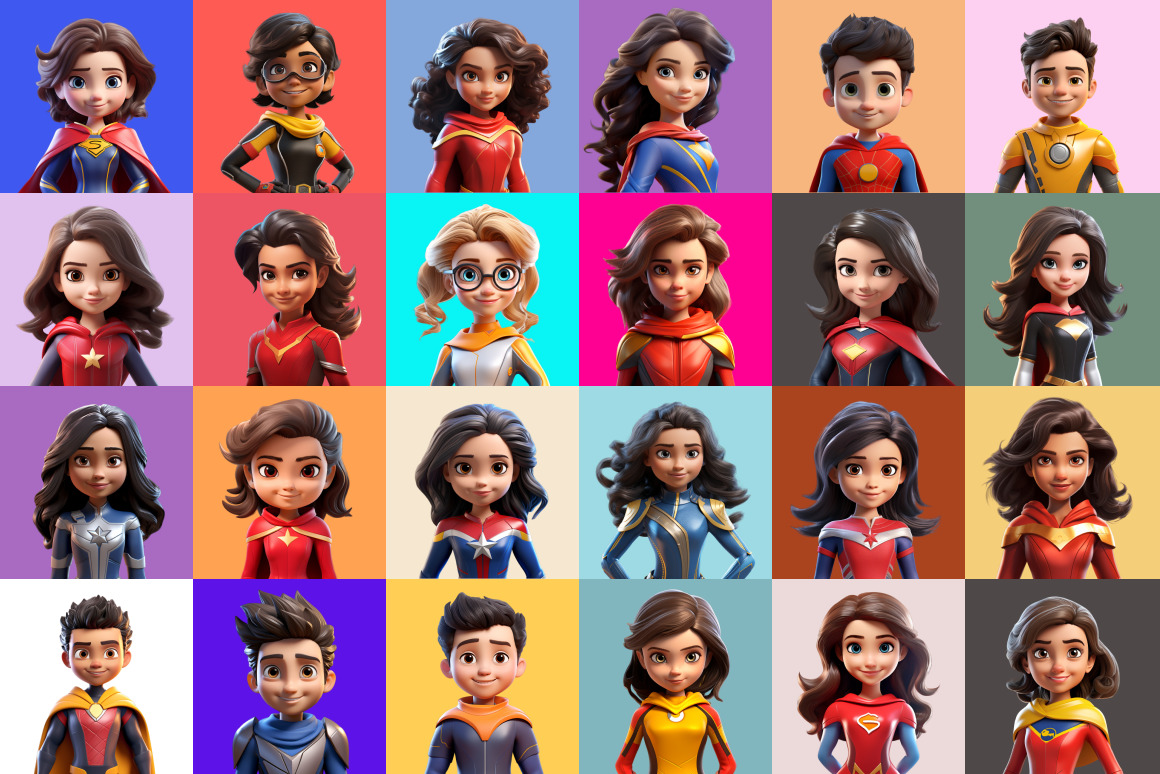 125 Animoji Style Avatars - Children Superhero