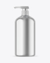 Metallic Cosmetic Bottle With Pump Mockup