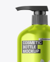 Metallic Cosmetic Bottle With Pump Mockup