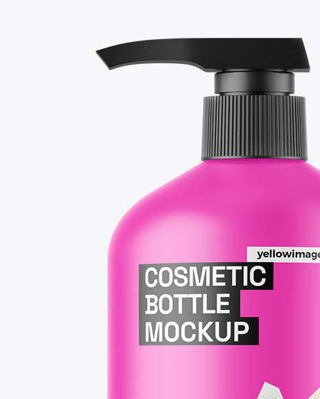 Matte Cosmetic Bottle With Pump Mockup