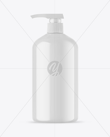 Glossy Cosmetic Bottle With Pump Mockup