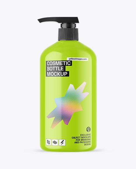 Glossy Cosmetic Bottle With Pump Mockup