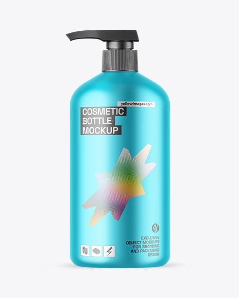 Matte Metallic Cosmetic Bottle With Pump Mockup - Shampoo bottle mockup