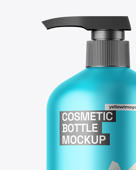 Matte Metallic Cosmetic Bottle With Pump Mockup Matte Metallic Cosmetic Bottle With Pump Mockup
