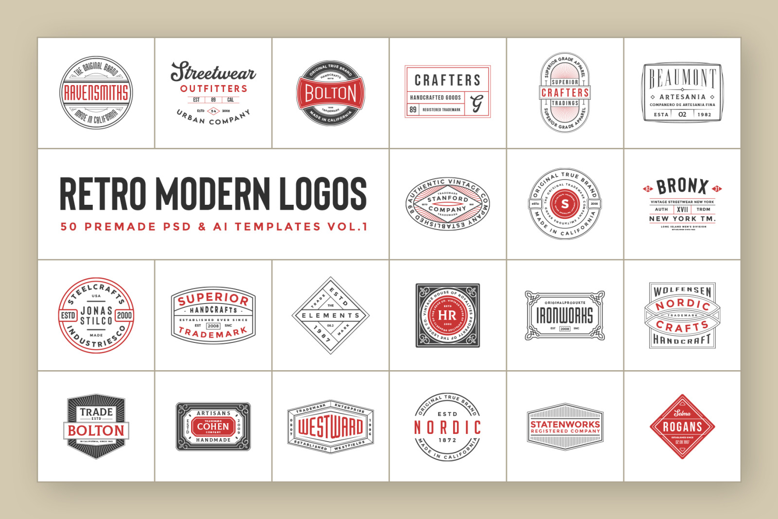 50 Retro Modern Logos