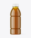 Yellow PET Bottle with Juice Mockup