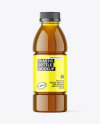 Yellow PET Bottle with Juice Mockup