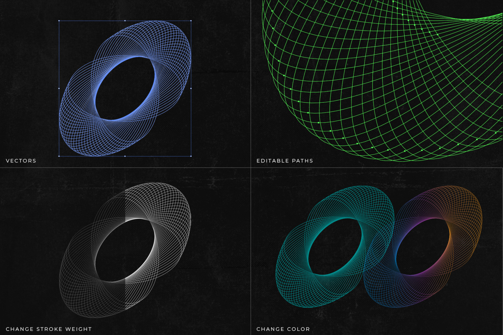 50 Wireframe Vector &amp; PNG Shapes