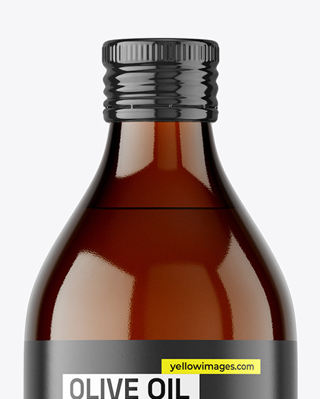 Amber Glass Olive Oil Bottle Mockup