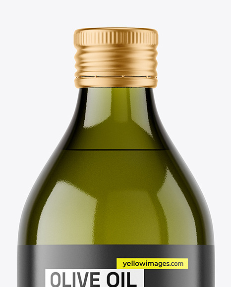 Green Glass Olive Oil Bottle Mockup