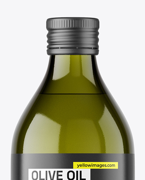 Green Glass Olive Oil Bottle Mockup