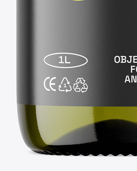 Green Glass Olive Oil Bottle Mockup