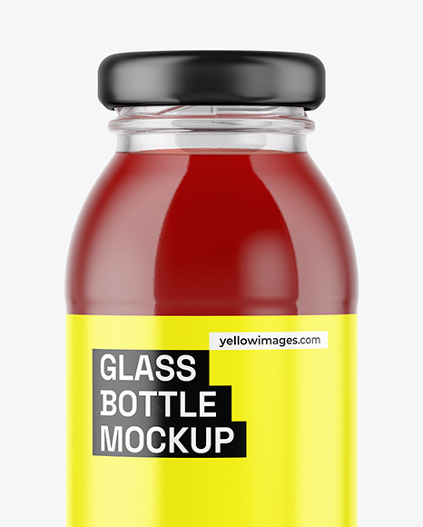 250ml Clear Glass Bottle with Red Juice Mockup