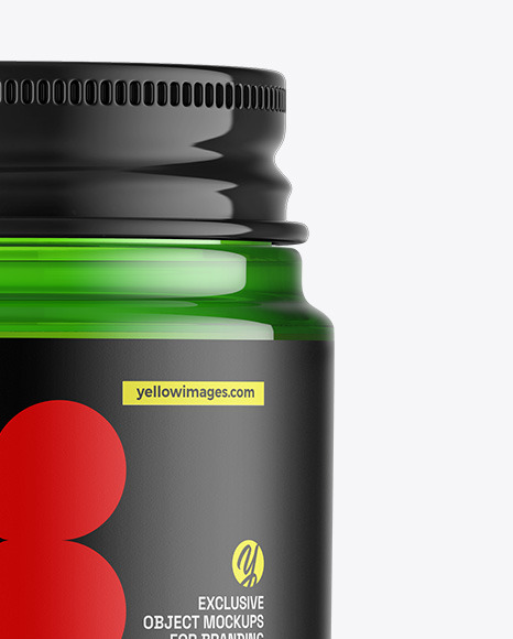 Green Glass Cosmetic Jar Mockup