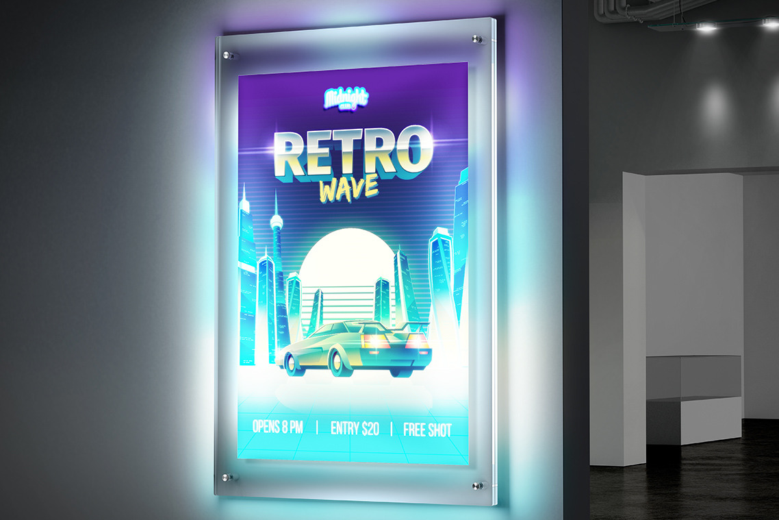 Glowing Poster Mockup