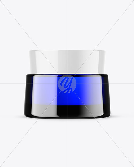 Blue Glass Cosmetic Jar Mockup Blue Glass Cosmetic Jar Mockup