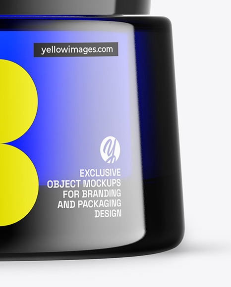 Blue Glass Cosmetic Jar Mockup Blue Glass Cosmetic Jar Mockup