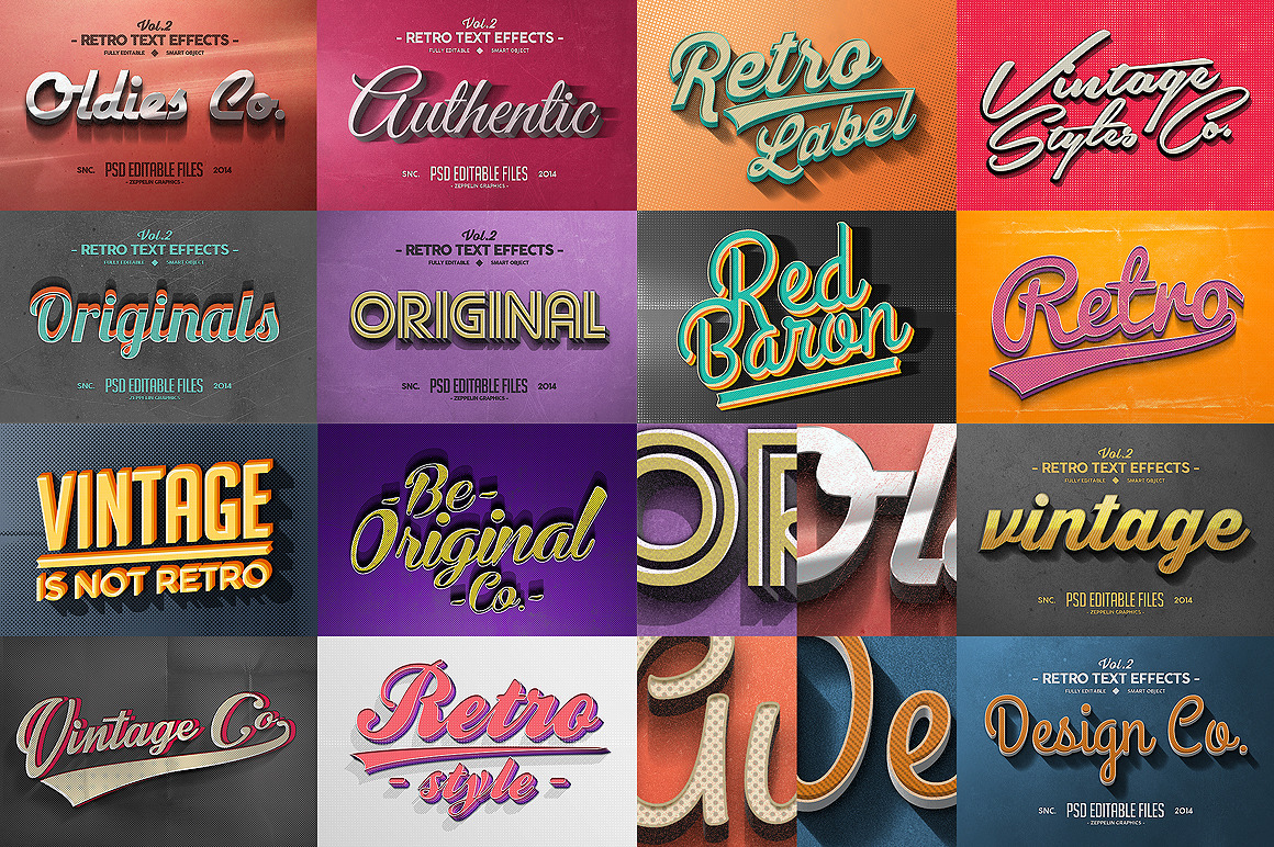 50 Vintage Text Effects Bundle