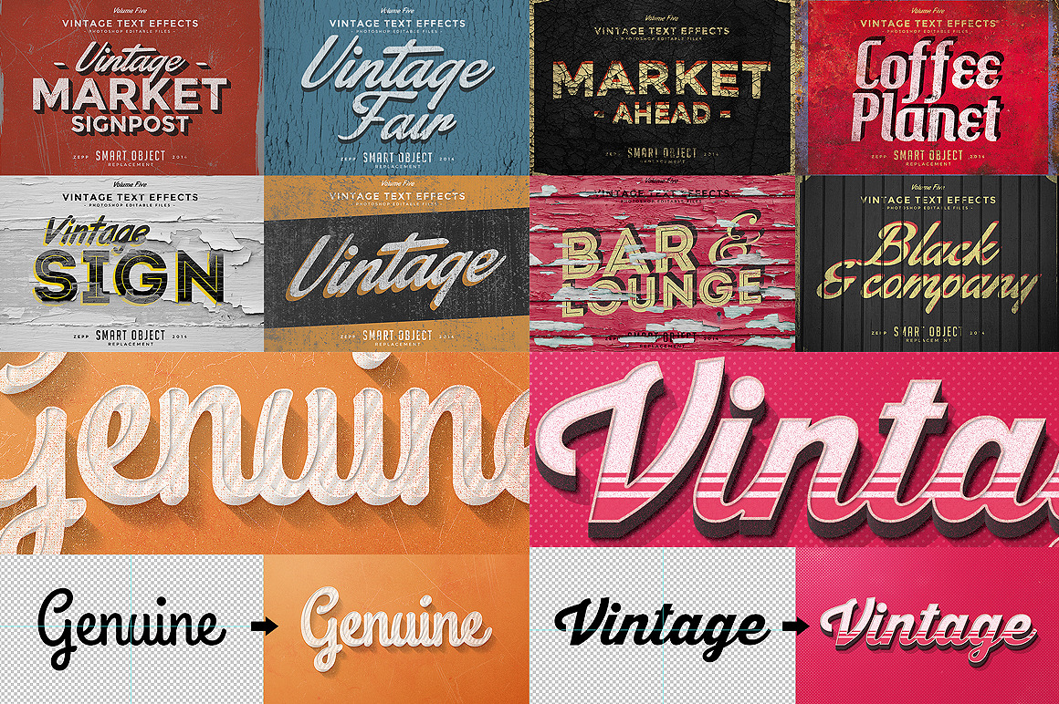 50 Vintage Text Effects Bundle