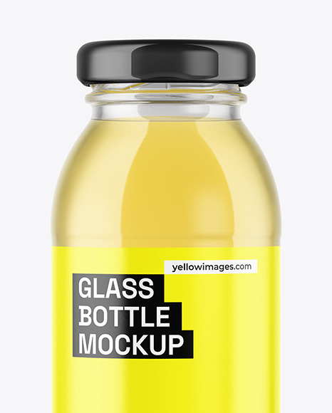 250ml Clear Glass Bottle with Grape Juice Mockup