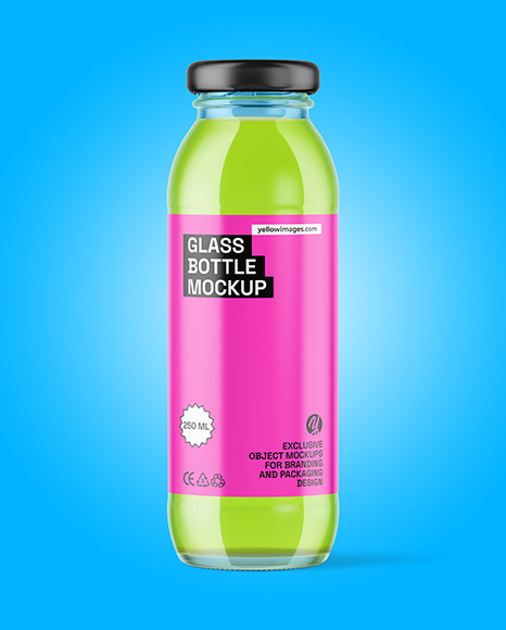 250ml Clear Glass Bottle with Soft Drink Mockup