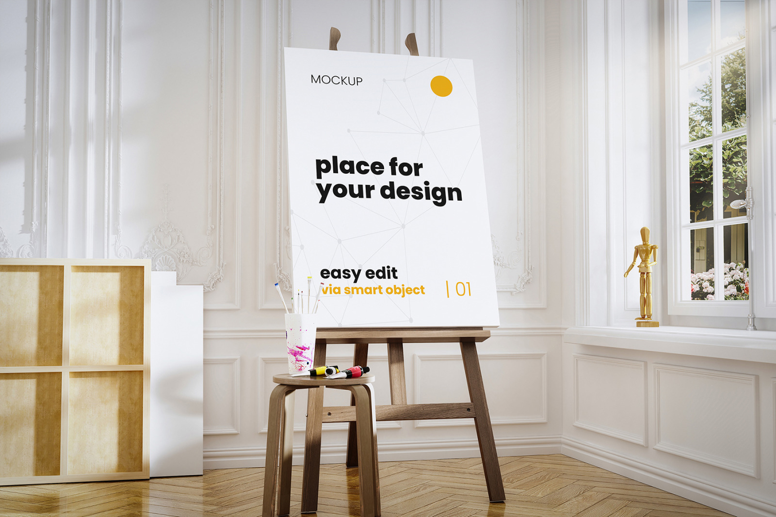 Atelier Painter Stand Mockup Scenes Atelier Painter Stand Mockup Scenes