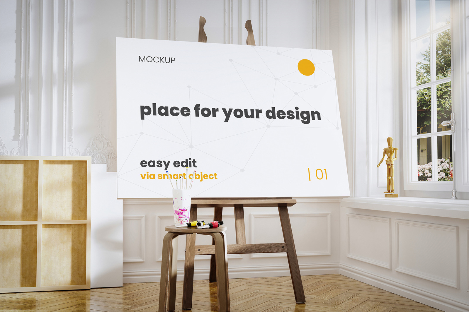Atelier Painter Stand Mockup Scenes Atelier Painter Stand Mockup Scenes