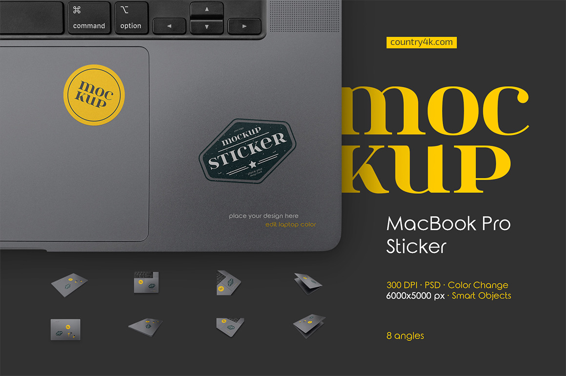MacBook Pro Sticker Mockup Set MacBook Pro Sticker Mockup Set