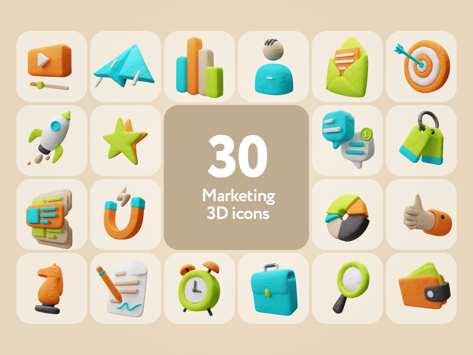 Clayfy Marketing 3D Icons