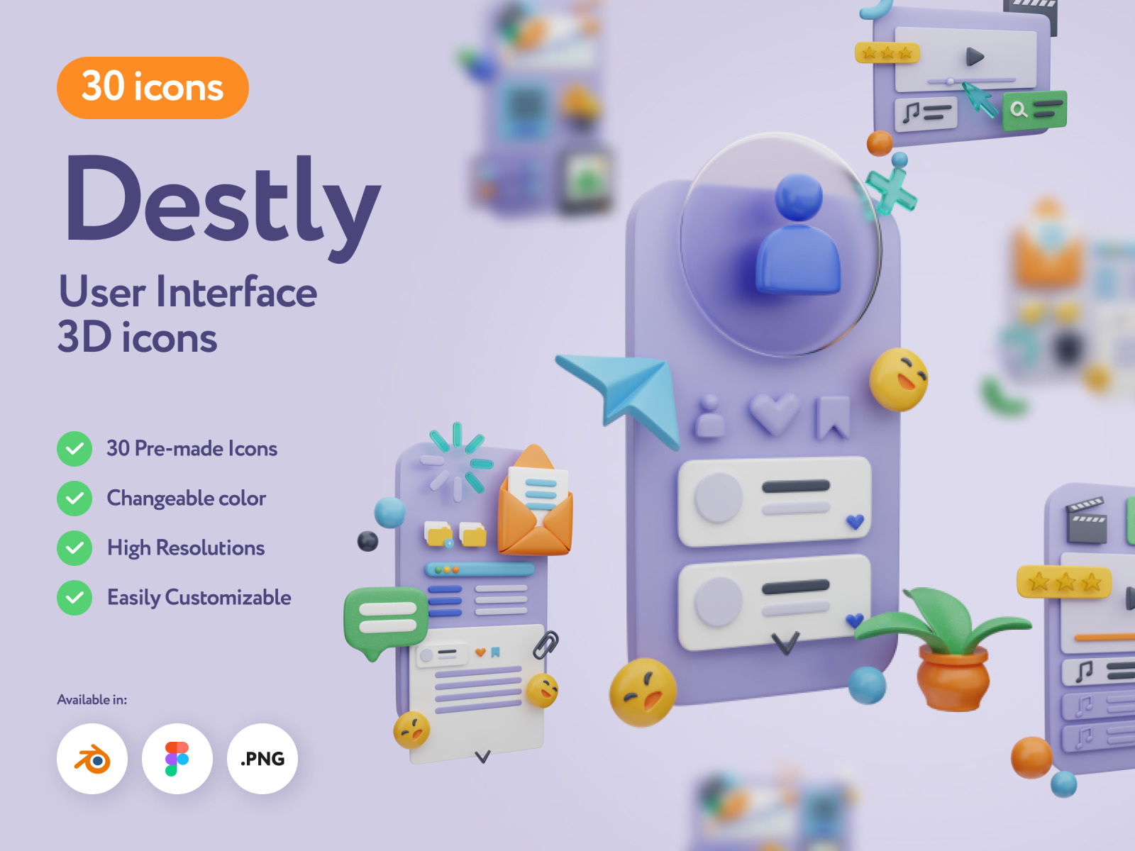 Destly Interface 3D Icons