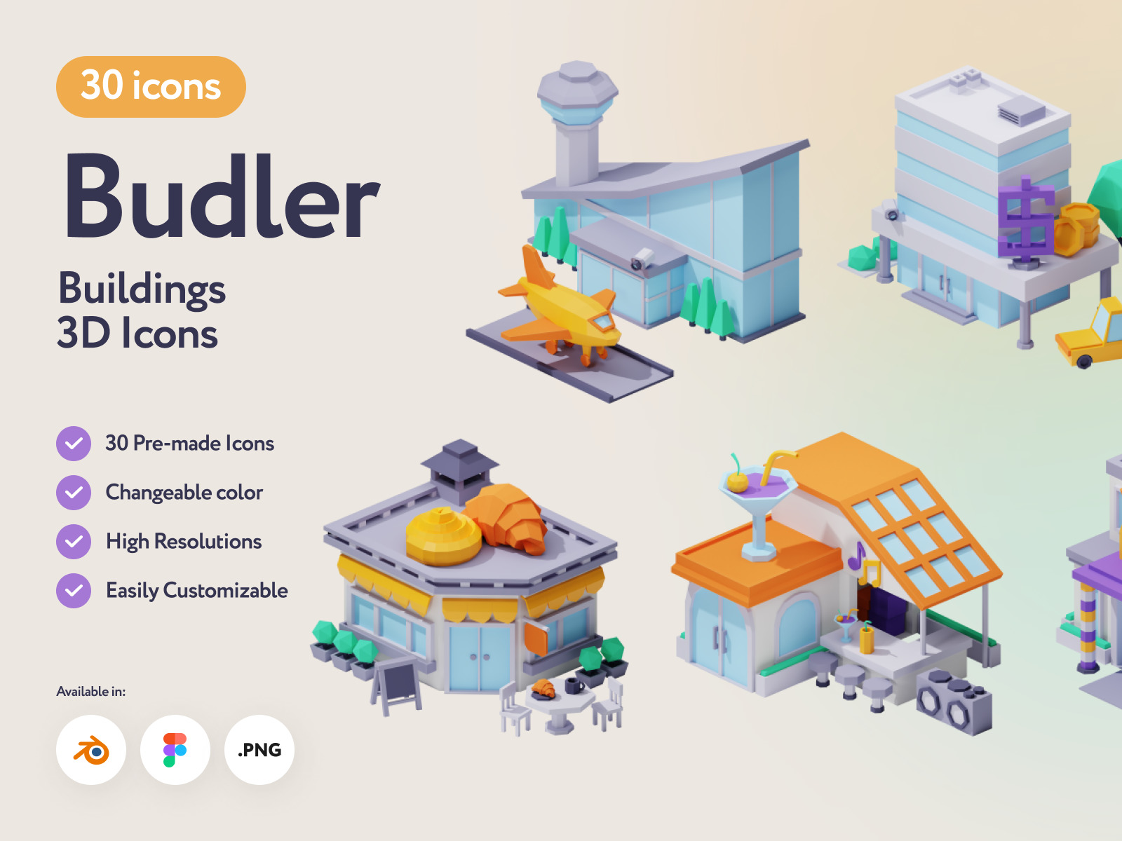 Budler Buildings 3D Icons