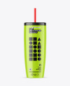 Glossy Cup With Straw Mockup