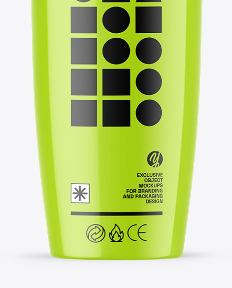 Glossy Cup With Straw Mockup