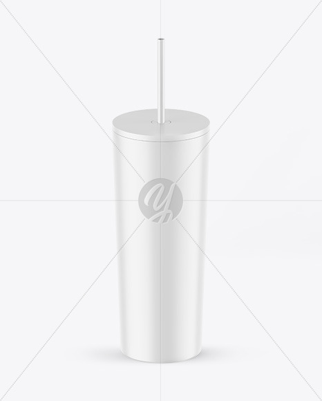 Matte Cup With Straw Mockup