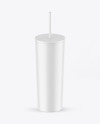 Matte Cup With Straw Mockup