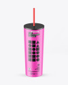 Matte Cup With Straw Mockup