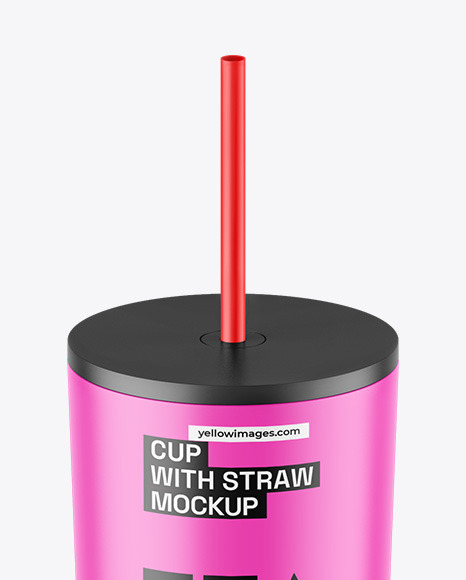 Matte Cup With Straw Mockup