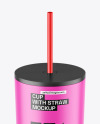 Matte Cup With Straw Mockup