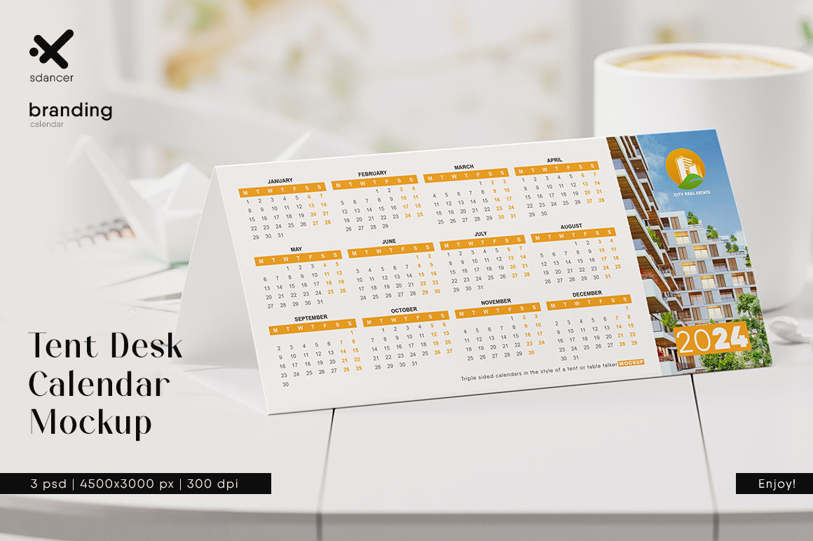 Tent Desk Calendar Mockup Tent Desk Calendar Mockup