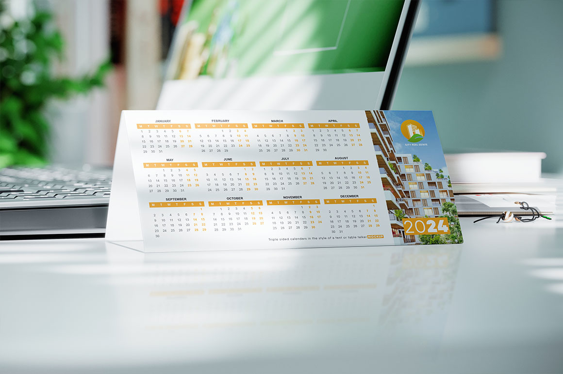 Tent Desk Calendar Mockup Tent Desk Calendar Mockup
