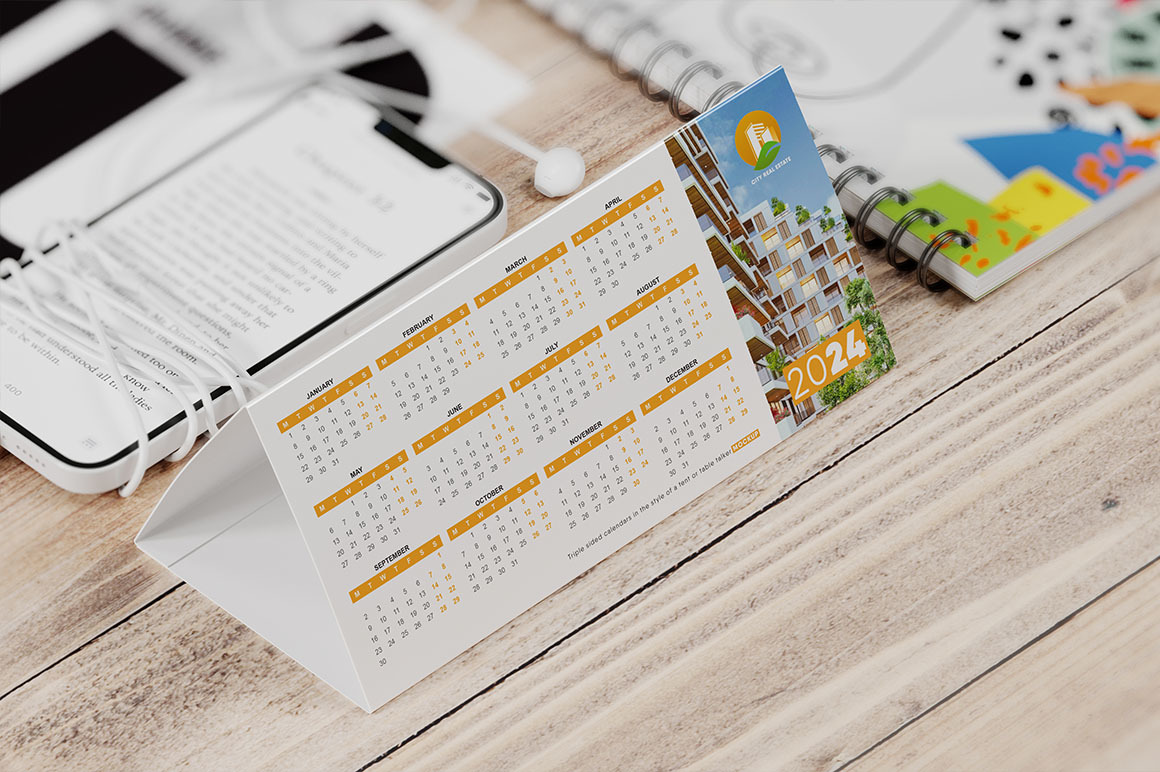 Tent Desk Calendar Mockup Tent Desk Calendar Mockup