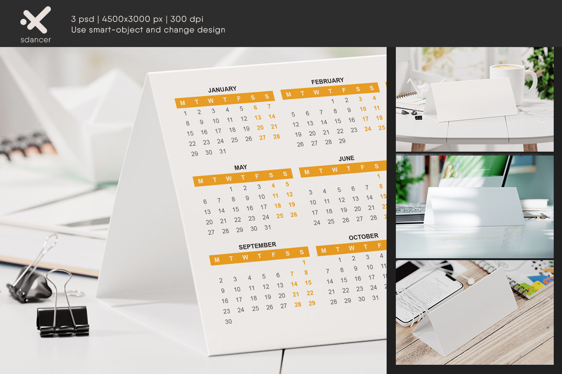 Tent Desk Calendar Mockup