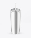 Matte Metallic Cup With Straw Mockup