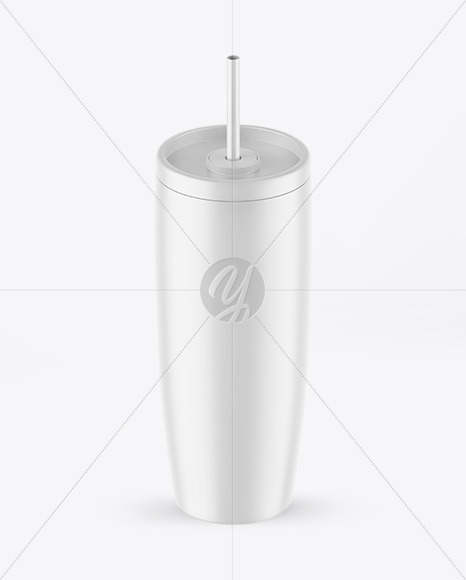 Matte Cup With Straw Mockup